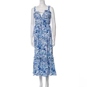 Rosetta Getty Blue and White Midi Dress